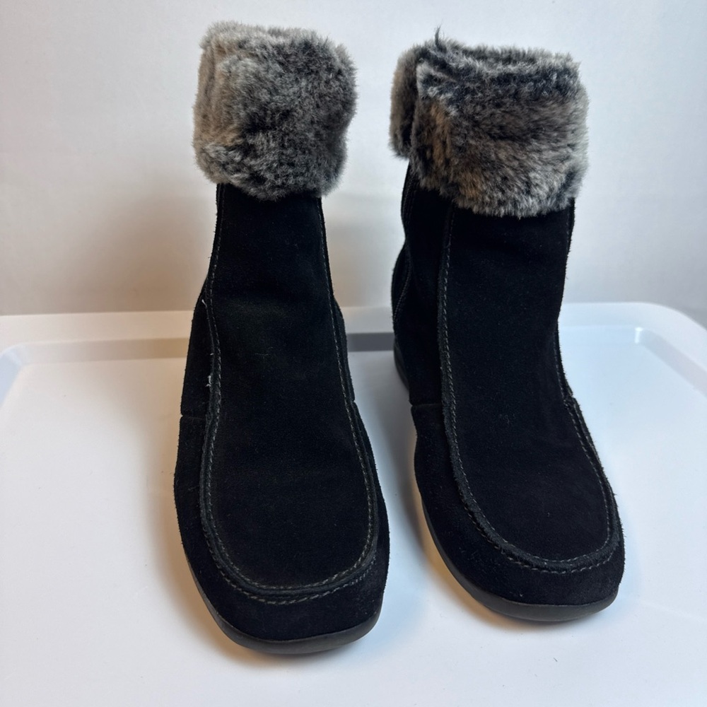 ZeroXposur Womens Irene Black Winter Boots w/ Faux Fur Trim sz 10M Outdoor Comfy